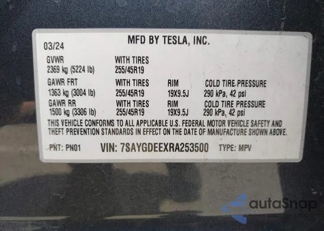 2024 Tesla Model Y Long Range Dual Motor All-Wheel Drive from USA, damaged, VIN 7SAYGDEEXRA253500